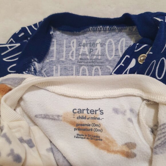 Carter's Preemie Baby Sleepers Footed Fleece and Cotton - Picture 6 of 7